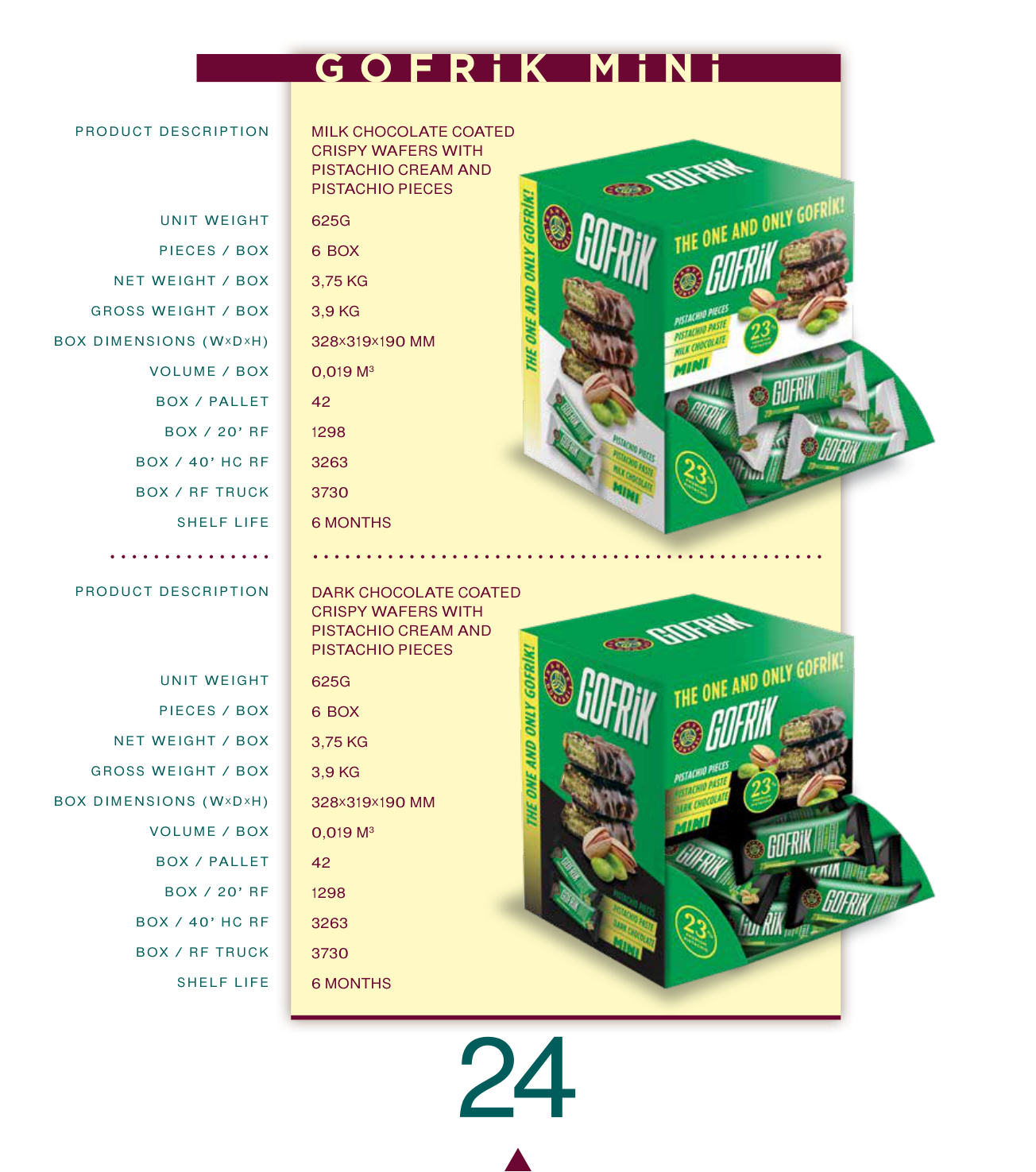 Crispy Wafers with Pistachio Cream 625 G