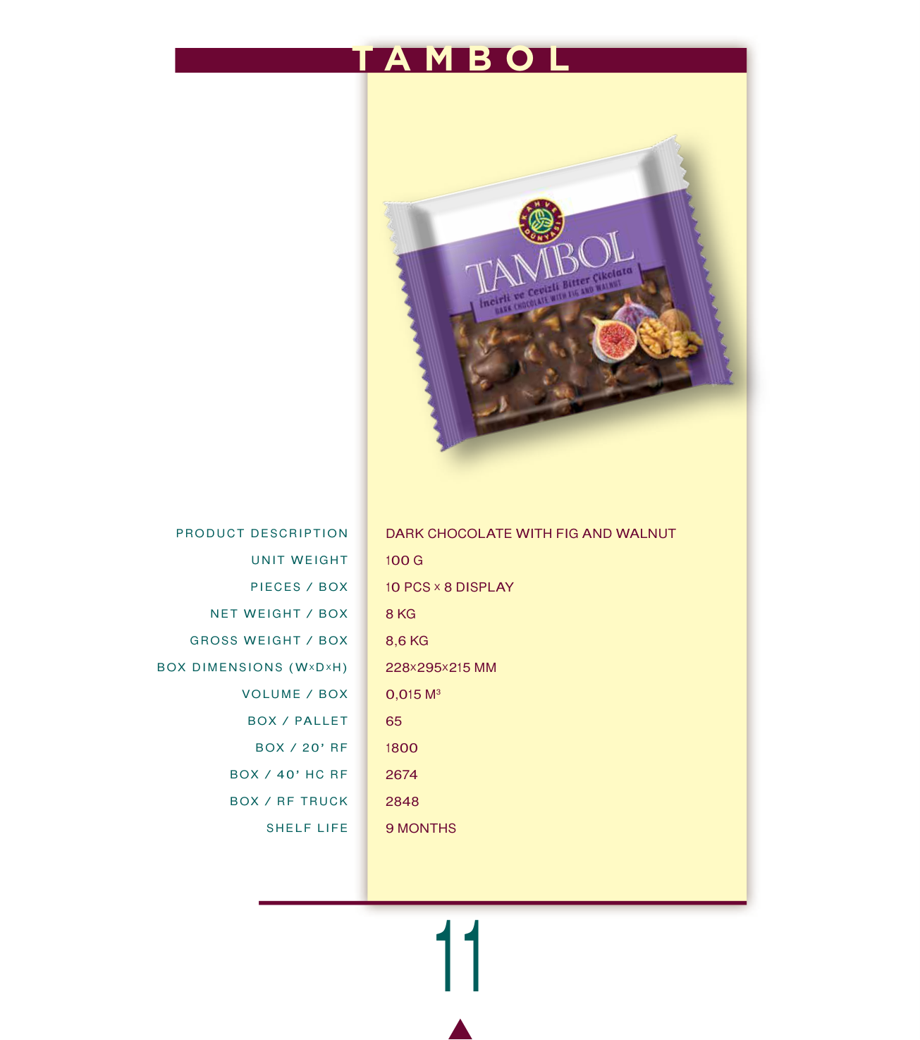 Dark Chocolate with Fig and Walnut 100 G